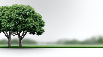 Obraz premium Lush Trees in a Serene Landscape: Two vibrant, healthy trees stand tall, their leaves creating a tranquil, nature-focused scene, inviting you to embrace the beauty of the outdoor world.