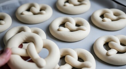 Unbaked Pretzel Dough on Baking Sheet.