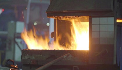 Industrial Metal Melting Process in a Foundry
