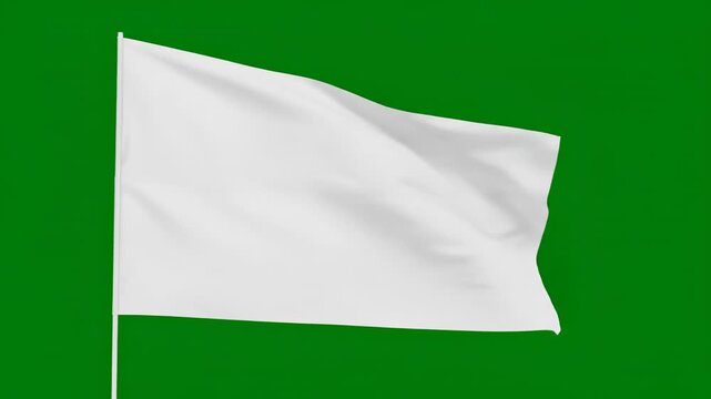 A plain, unbranded flag rippling smoothly and elegantly in the wind, isolated on a solid green background empty, national, commercial
