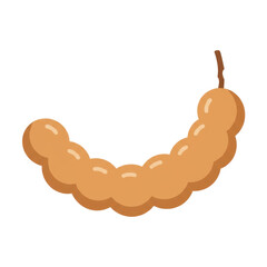 Obraz premium Illustrated tamarind pod with stem, curving shape, brown hues isolated on white background