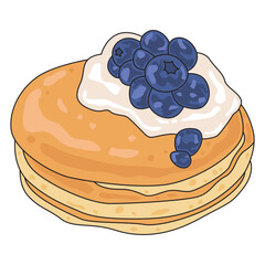 Stack of Pancakes with Blueberries Illustration