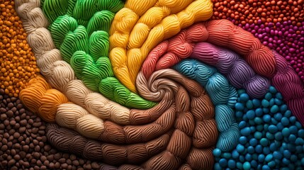 Abstract Colorful Swirl of Textured Shapes and Beads