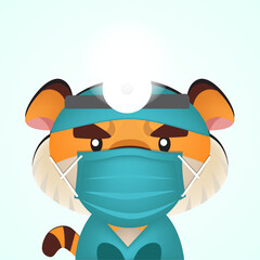 cute tiger becomes a surgeon