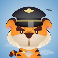 cute tiger becomes a pilot