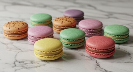 Obraz premium colorful macaroons on a wooden table