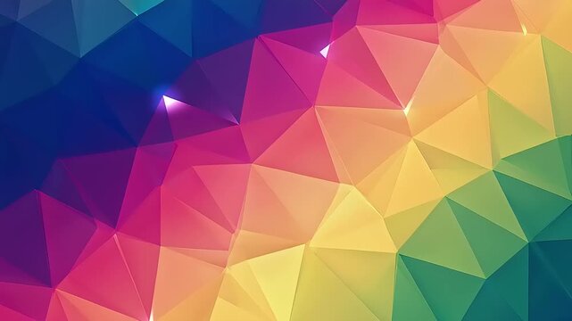 Colorful Geometric Polygonal Pattern Animation with Vibrant Rainbow Hues