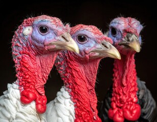Close-up of three turkey heads (1)