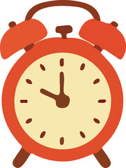 Orange alarm clock illustration with transparency for creative design projects