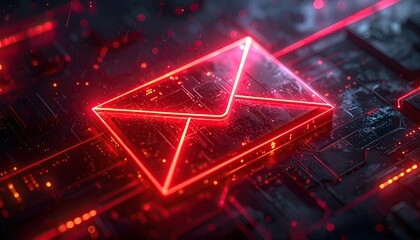 Digital Email Icon on Circuit Board