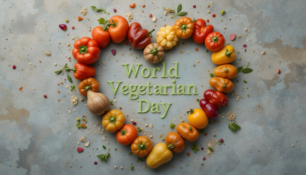 Vibrant heart of fresh vegetables celebrates World Vegetarian Day with natural goodness and healthy eating inspiration - Powered by Adobe
