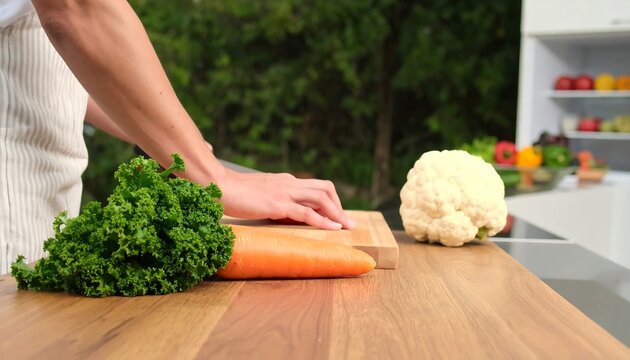 Person chopping vegetables in kitchen