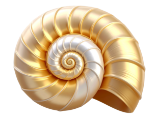  Abstract 3D Seashell Design Inspired by Fibonacci Spiral, Artistic Render, Isolated