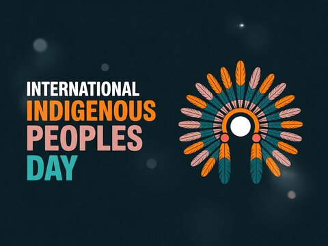 International indigenous peoples day with headdress and feathers illustration
