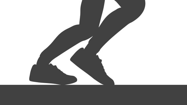 Running silhouette. Marathon or triathlon run exercising. Sport training running. Jogging endurance workout. Legs of jogger. Cardio exercise and performance pace.