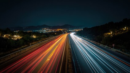 Night highway with light trails (3)