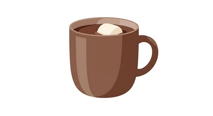 Obraz premium Cozy Brown Mug of Hot Chocolate with Marshmallow with Isolated on White.