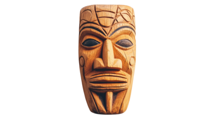 A carved wooden mask on a white background png