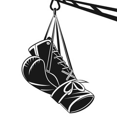 silhouette of a boxing glove hanging from a hook