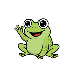 Simple Funny Frog Logo, Cartoon Frog Waving One Hand, Outlined Mascot Style