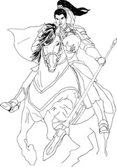 Zhao Yun Changban Three Kingdoms Warrior on a War Horse Illustration