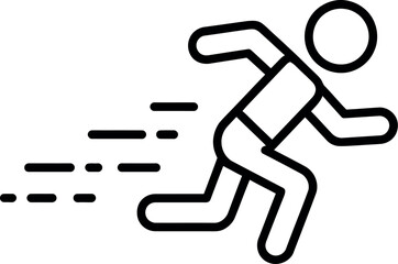 Minimalist black and white line drawing of a runner in motion with speed streaks silhouette