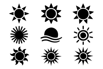 sun silhouette collection with abstract rays and decorative shapes, Transparent Background