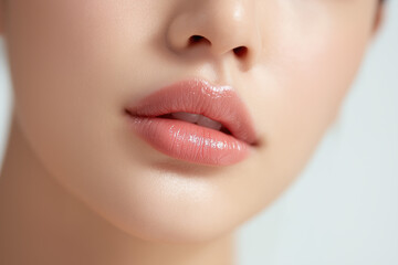 Fototapeta premium メイクオフしたナチュラルな唇の美容広告 Natural Lips in a Makeup-Free Beauty Ad