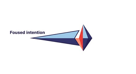 Focused Intention Modern Arrow Icon with Goal, Strategy Concept, Motivation, and White Background.