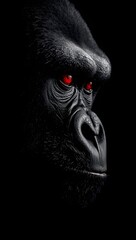 Primal Power: A Striking Close-Up of a Gorilla with Intense Red Eyes
