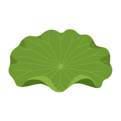 Vibrant green lotus leaf in flat design style isolated on white background