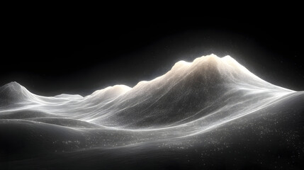 Glowing 3D Mountain Landscape Illustration