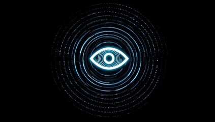 Abstract eye graphic on a dark background.  Circular patterns