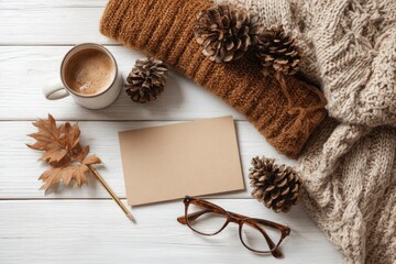 Cozy autumnal flat lay