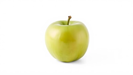 Green Apple on White Background, Fresh isolated green apple with realistic texture on clean white background