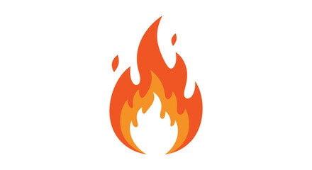 A stylized illustration of a bright orange and yellow flame graphic