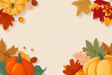 autumn background with pumpkin and leaves
