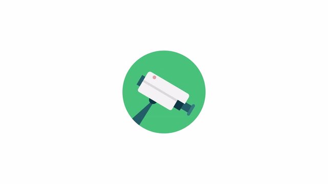 Modern security camera icon on a green circle background.