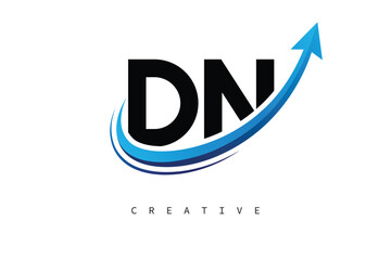 DN Letter Logo with Dynamic Arrow Swoosh &ndash; Modern Business Branding, Growth, Progress & Innovation Symbol