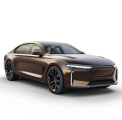 Obraz premium A sleek, modern luxury sedan with a brown exterior and futuristic design elements.
