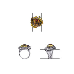 Fototapeta premium Jewelry design surreal eye dragon ring by hand drawn.