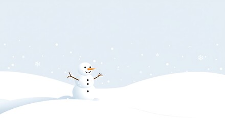 Happy Snowman in a Winter Wonderland Festive Landscape Illustration.