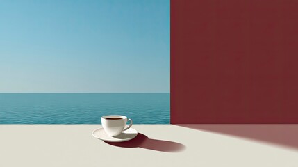 Serene Coffee by the Ocean