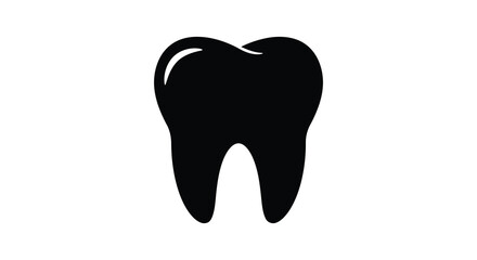 Simple black silhouette of a single human molar tooth on white background