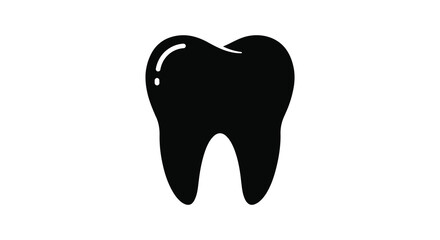 Simple black silhouette of a single human tooth on a white background