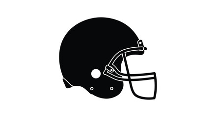 Fototapeta premium A simple black silhouette of an american football helmet on white