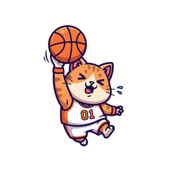 Cute Cat Dunking Basketball