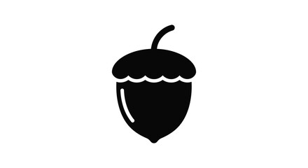 Simple black silhouette illustration of a single acorn with its cap