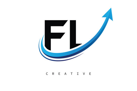 FL Letter Logo with Dynamic Arrow Swoosh &ndash; Modern Business Branding, Growth, Progress & Innovation Symbol
