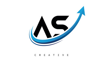 AS Letter Logo with Dynamic Arrow Swoosh – Modern Business Branding, Growth, Progress & Innovation Symbol